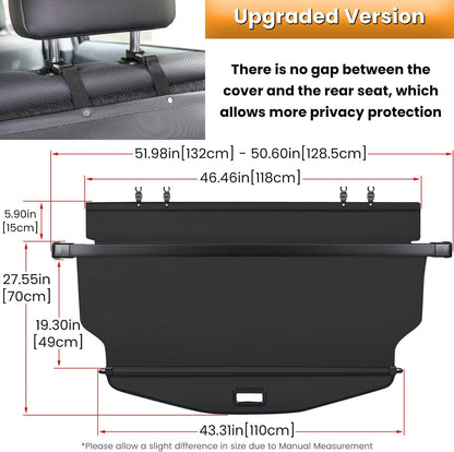 Bethesda Industrial Trunk Cargo Cover for Chevy Chevrolet Equinox GMC Terrain 18-25 Retractable Rear