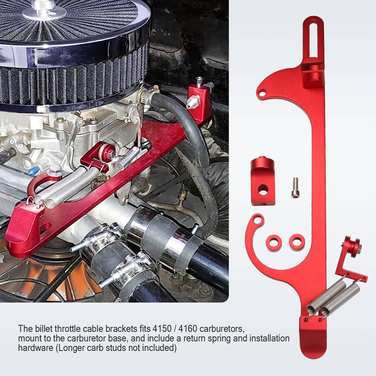 Bethesda Industrial Red Aluminum Throttle Cable Carb Bracket For 4150 4160 Carburetor 350 SBC