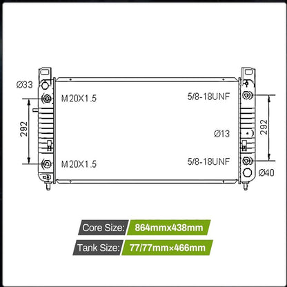 Bethesda Industrial 34'' Radiator for Chevy Silverado Suburban Tahoe GMC Sierra 1500 Yukon 15841571