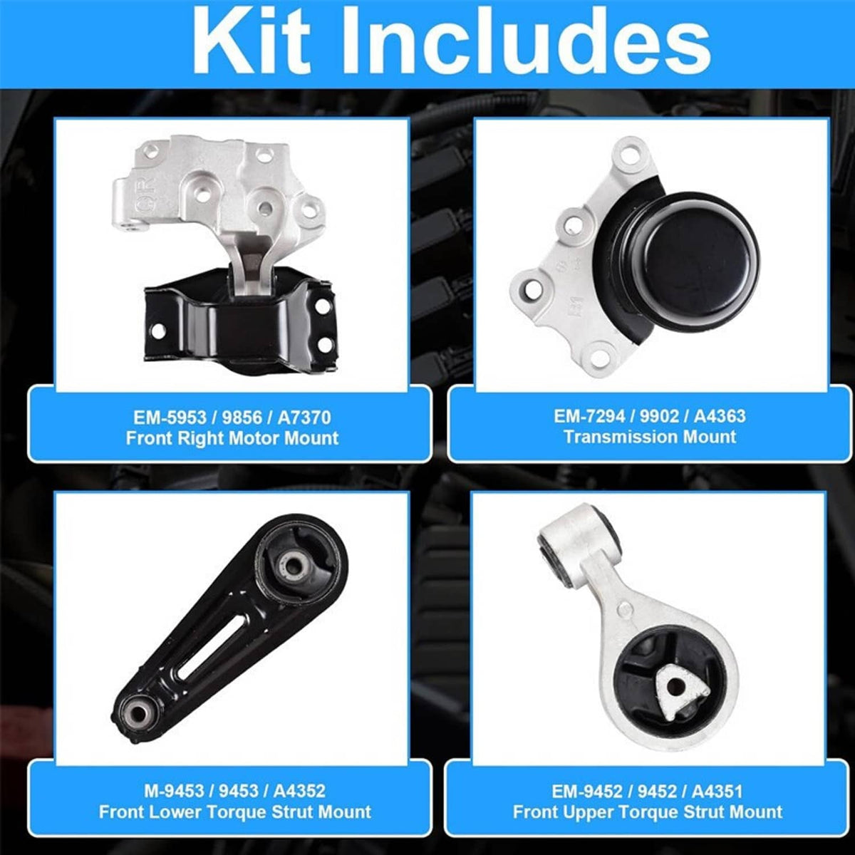 Bethesda Industrial 4Pcs Engine Motor & Trans Mount Set Fit For 2008-2013 Nissan Rogue 2.5L New