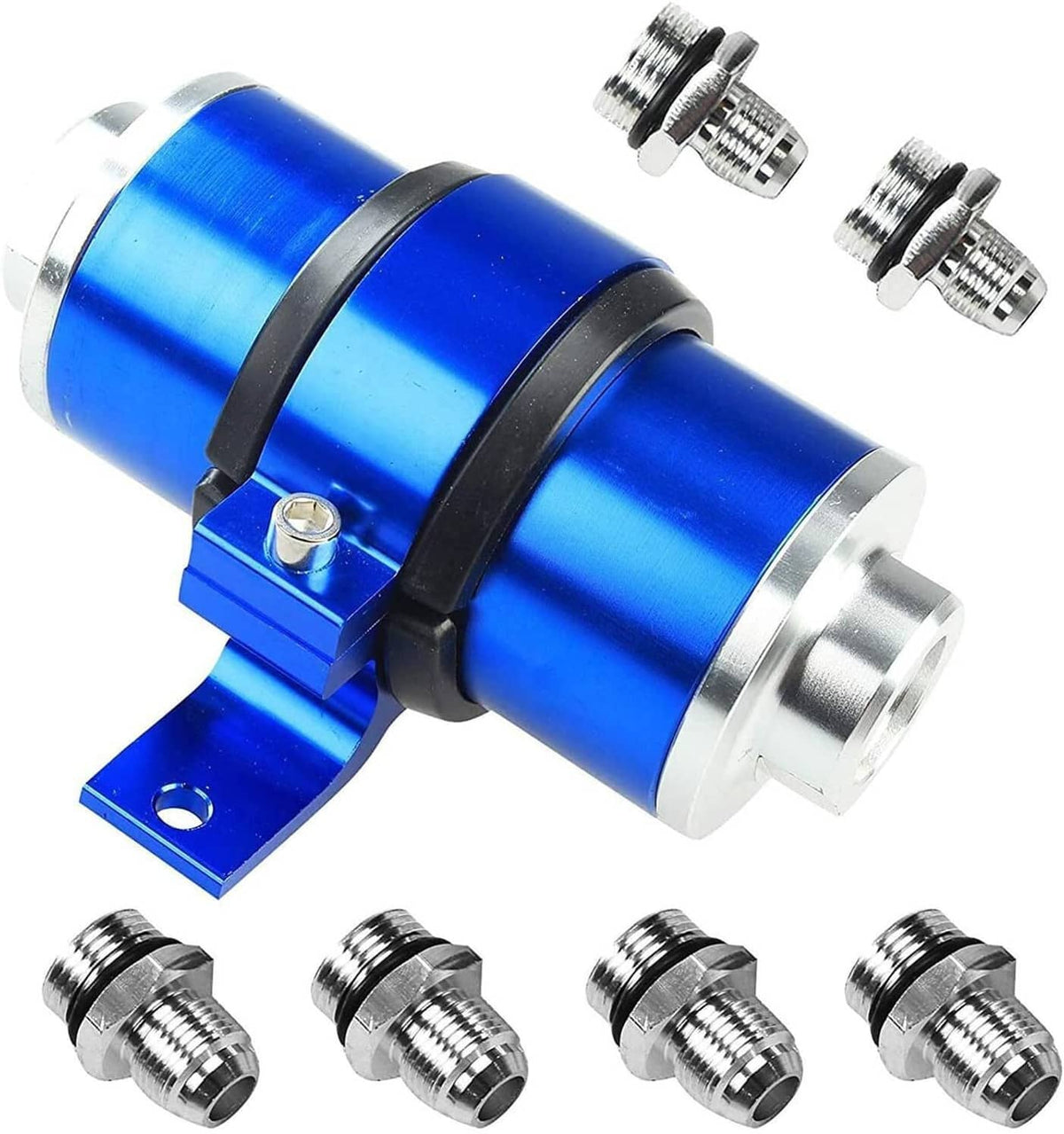 Bethesda Industrial Blue 30 Micron Billet Aluminum Inline Fuel/petrol Filter + Bracket AN6/AN8/AN10