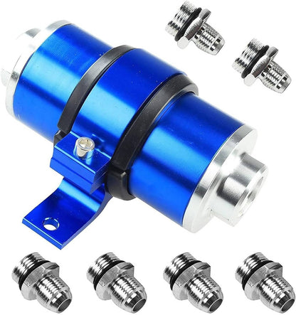 Bethesda Industrial Blue 30 Micron Billet Aluminum Inline Fuel/petrol Filter + Bracket AN6/AN8/AN10
