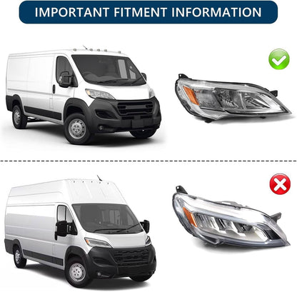 Bethesda Industrial Pair Left+Right Halogen Headlights For 2023-2026 Dodge Ram Promaster 1500 2500