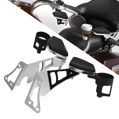 Bethesda Industrial Rear Passenger Armrests with Adjustable Cup Holders For Harley Touring 1997-2013