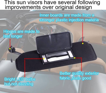 Bethesda Industrial New Updated Sun Visors Sun Shades W/Bright LED Light Set For 1997-04 Corvette C5