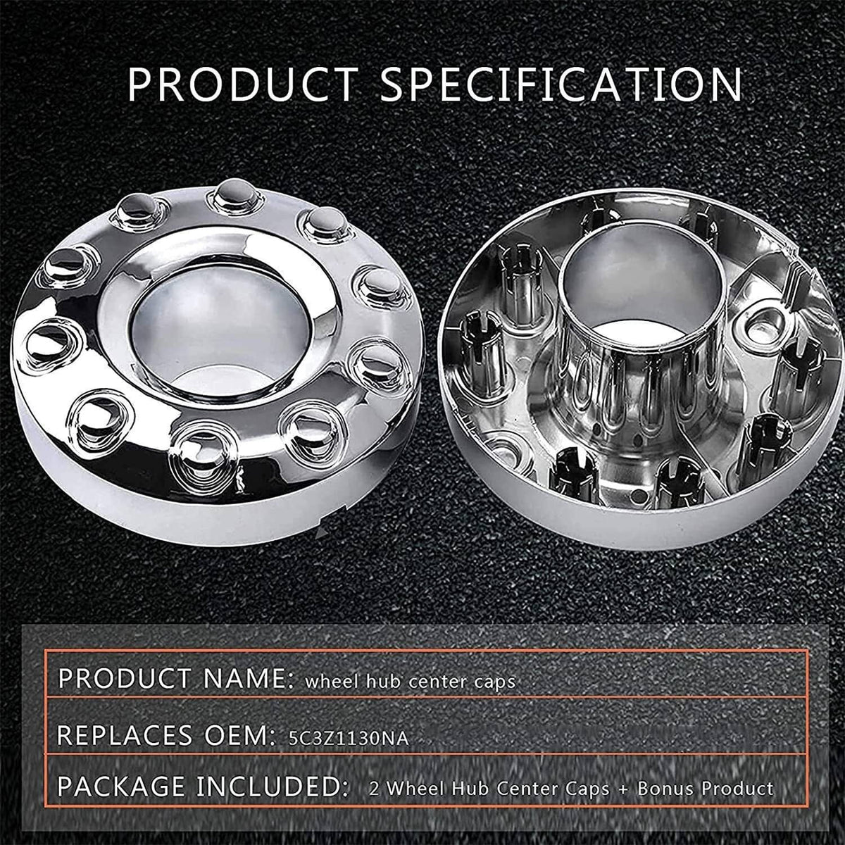 Bethesda Industrial 2Pcs Wheel Center Hub Caps Dually 10 Lug For 2005-2017 Ford F450 F550 Super Duty