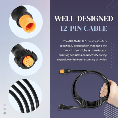 Bethesda Industrial Replace for Garmin 010-11617-32 Transducer Extension Cable 12-Pin 10ft. with XID