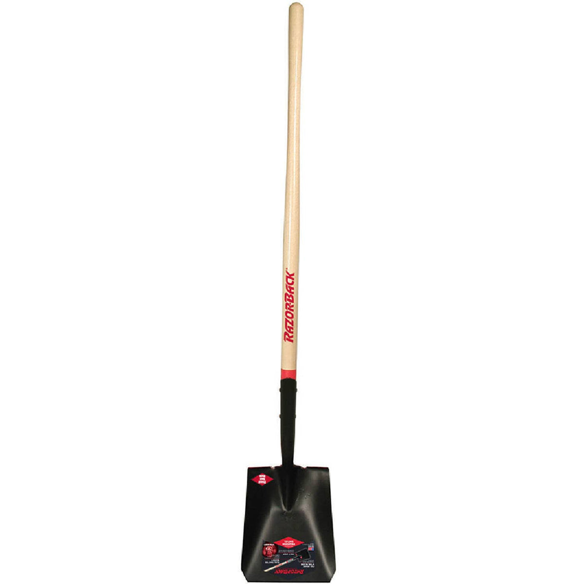 Bethesda Industrial Razor-Back 44363 Square Point Shovel with Forward Turned Step and Wood Handle