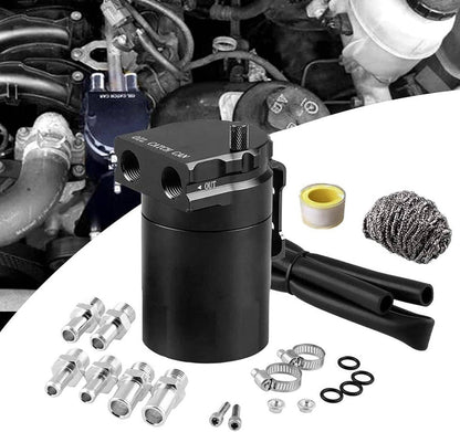 Bethesda Industrial Universal Black Oil Catch Can Kit with Hose Baffled Reservoir Tank Aluminum