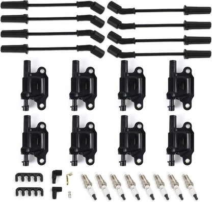 Bethesda Industrial 8 Pack UF413 Ignition Coils + 41-962 Spark Plugs + Spark Plug Wires For Chevy