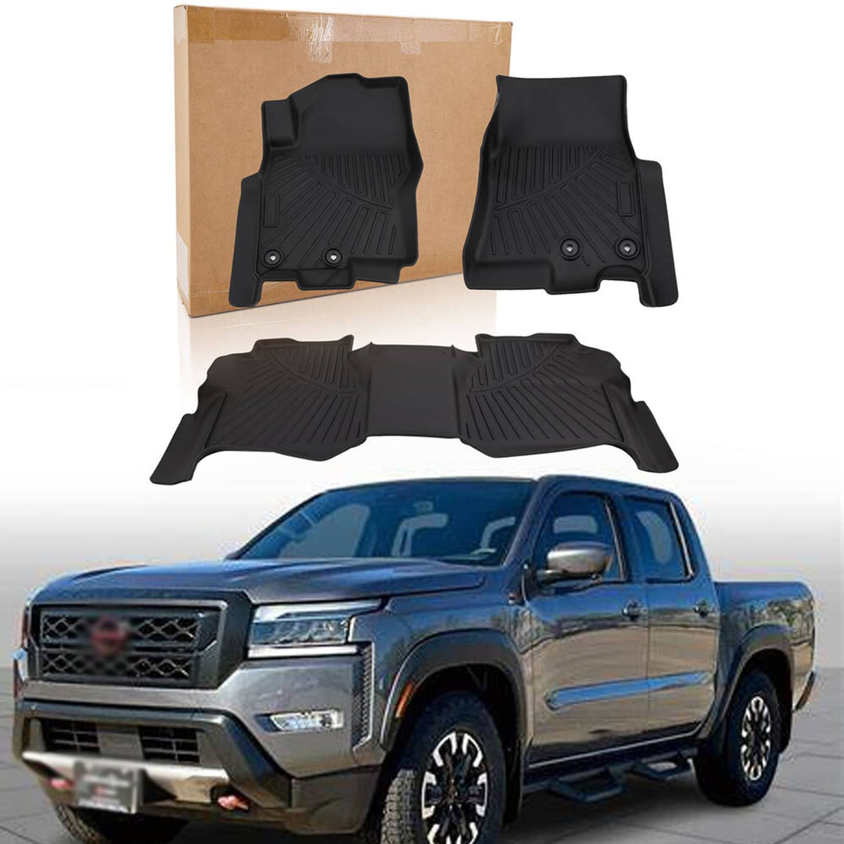 Bethesda Industrial Floor Mats for 2022-2025 Nissan Frontier Crew Cab All Weather TPE 3PCS Liner Set