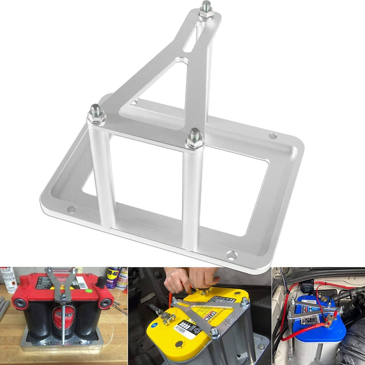 Bethesda Industrial Billet Battery Tray Hold Down Trunk Relocation Box Aluminum Racing Mount 551181