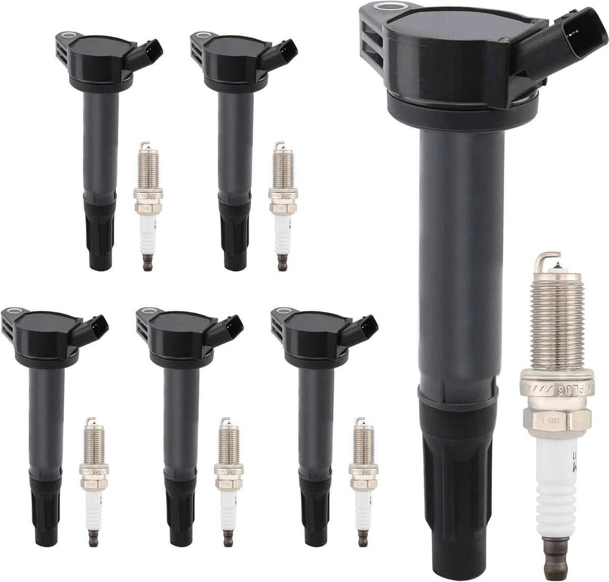 Bethesda Industrial 6Pcs Ignition Coil & Platinum TT Spark Plug For Toyota Lexus Camry 90919A2002