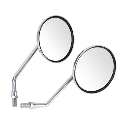 Bethesda Industrial 2Pcs Motorcycle Rearview Mirror Set M10/10mm Chrome Round Shape (Classic Style)