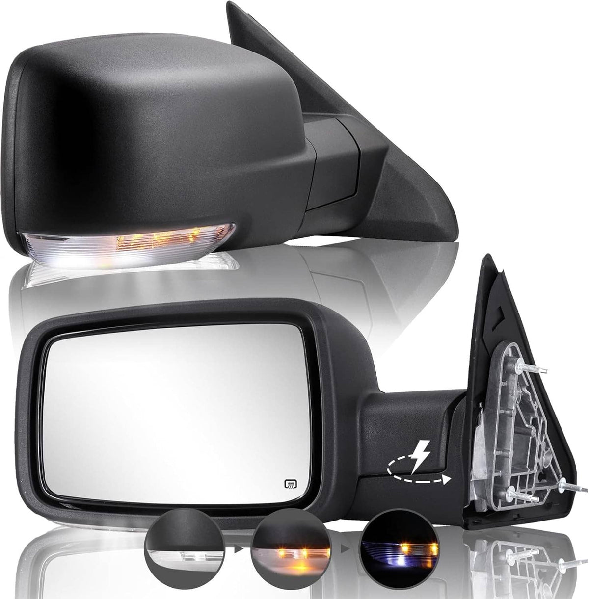 Bethesda Industrial Left & Right Side Door Mirror For 13-19 Dodge Ram 1500 Power Fold + Heated +Temp
