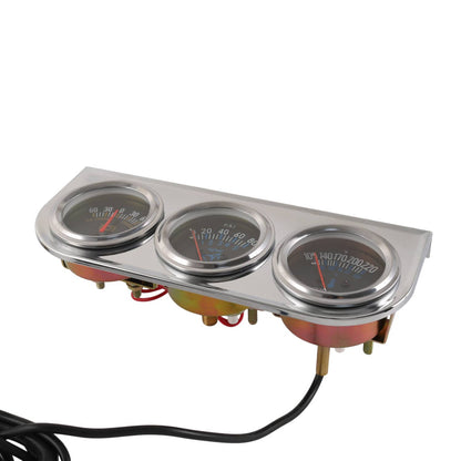Bethesda Industrial 2" 52mm Chrome Car Triple Gauge Set Kit AMP Meter Water Temp Oil Pressure 3 in 1