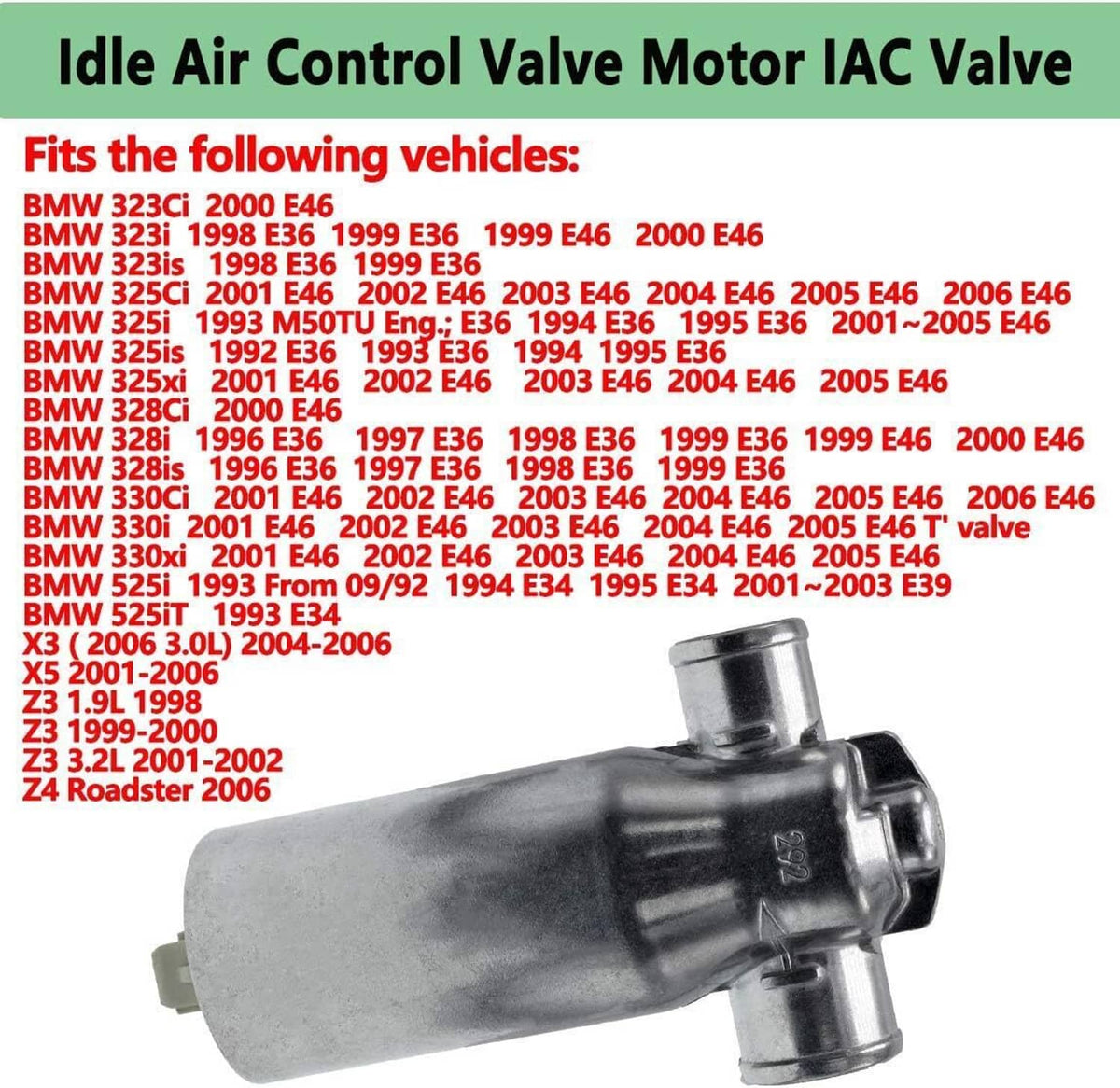 Bethesda Industrial Fuel Injection Idle Air Control Valve For BMW E53 E85 E83 E60 E39 E36 E46 Z4 Z3