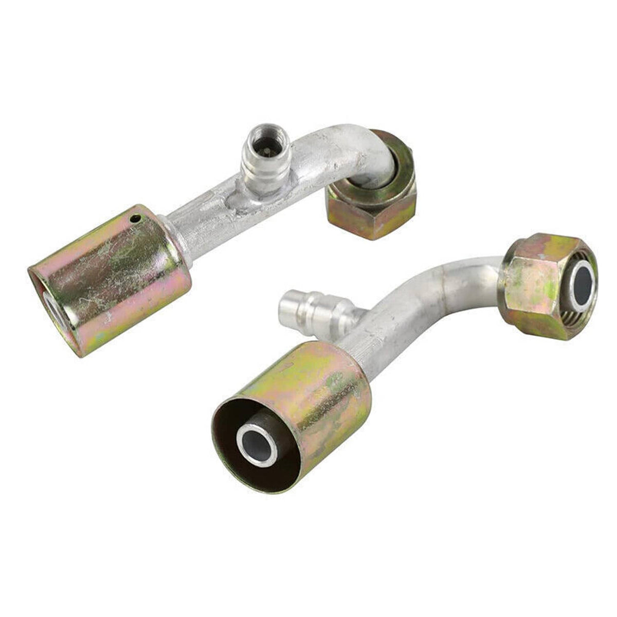 Bethesda Industrial #10 #8 AC Fittings Beadlock A/C Female O Ring 90 Degree with R134a Service Ports