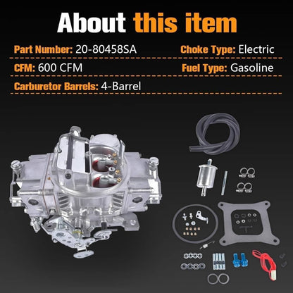 Bethesda Industrial For Holley Carburetor 4-Barrel Square Bore 600 CFM Electric Choke 0-80458SA 4160