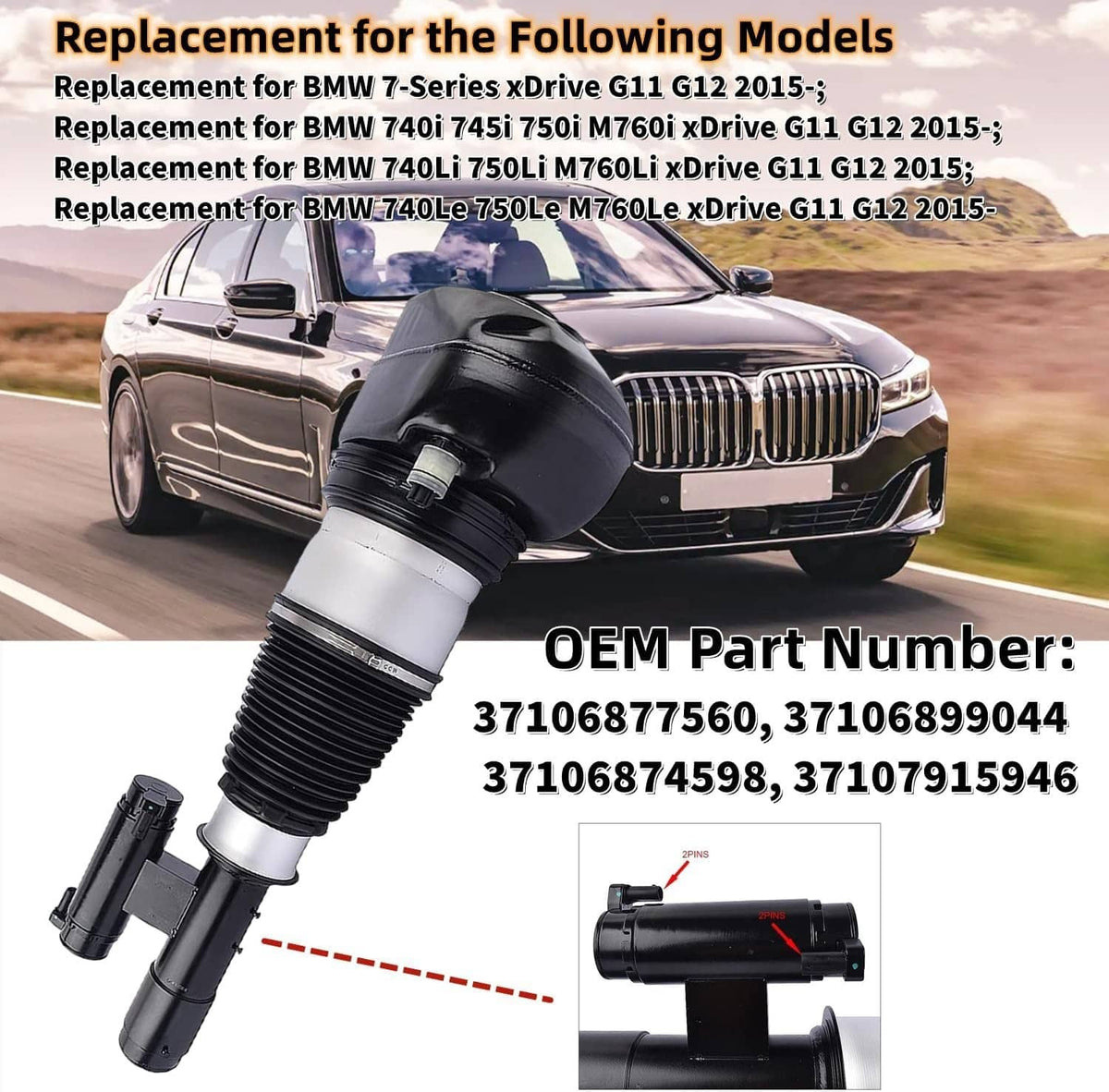 Bethesda Industrial Front Right Air Suspension Strut For 2016-2022 BMW 7 Series G11 G12 740i 750i