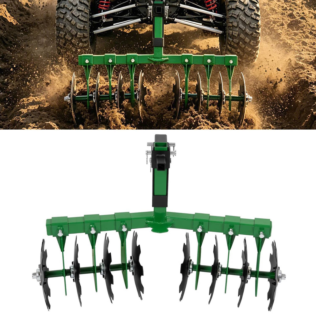 Bethesda Industrial Disc Harrow Plow 35" For ATVs UTVs Garden Tractors 2" Receiver Hitch W/ 8 Blades