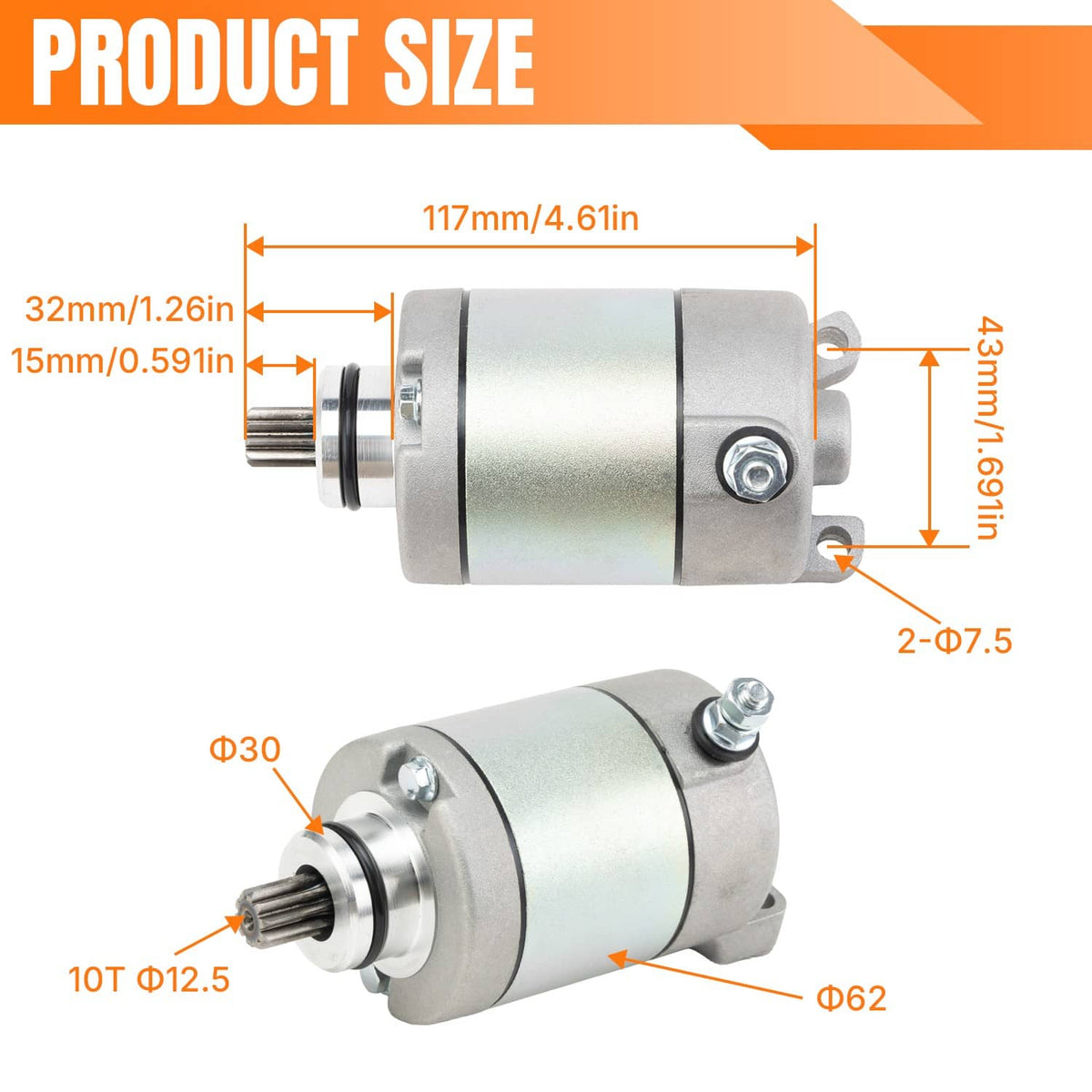 Bethesda Industrial Starter Motor For Honda ATV TRX450ER 450cc ENGINE 2006-2014 12V CW 10 Teeth