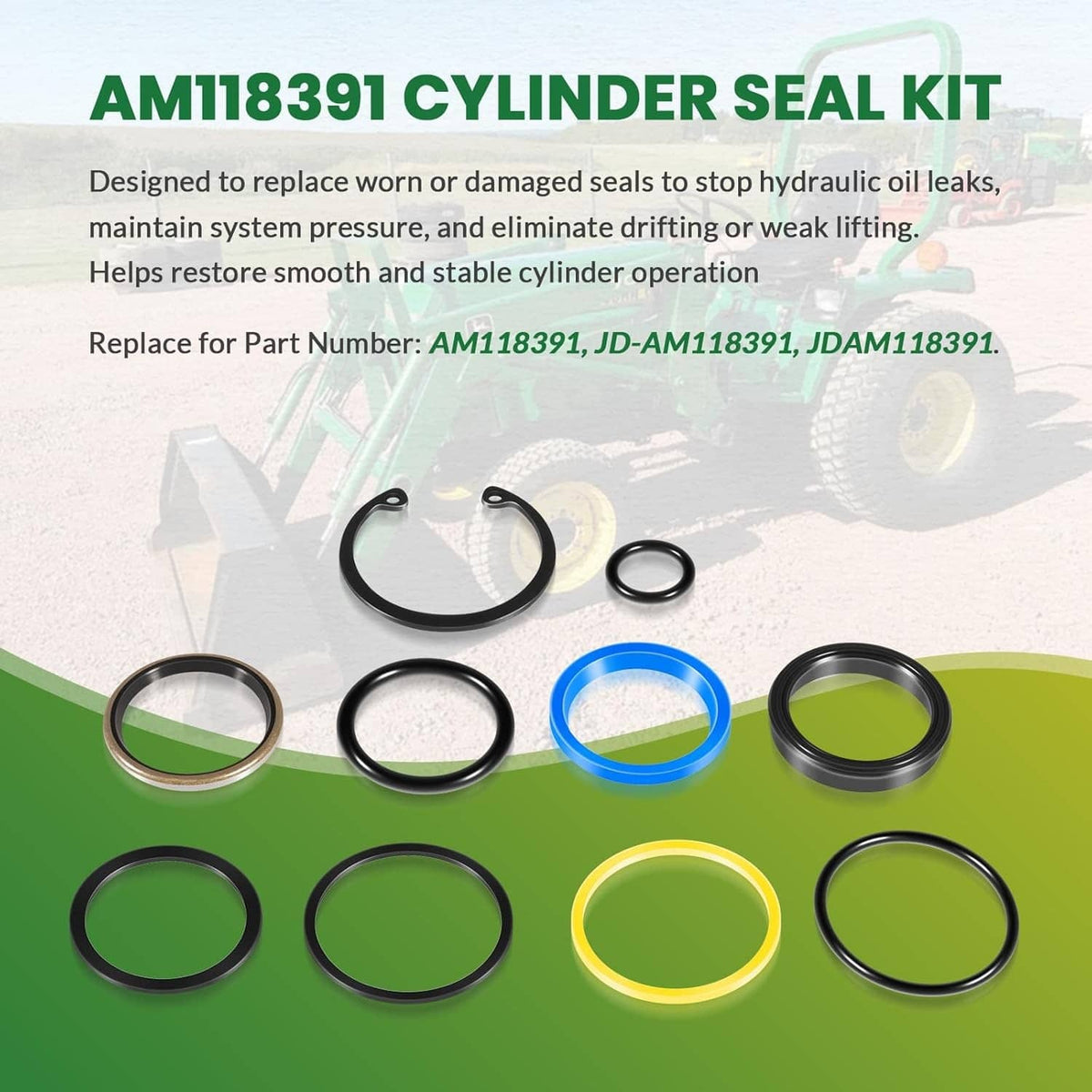 Bethesda Industrial AM118391 Cylinder Seal Kit fit for John Deere 40 44 60 70 70A Loader 1-1/2” Bore