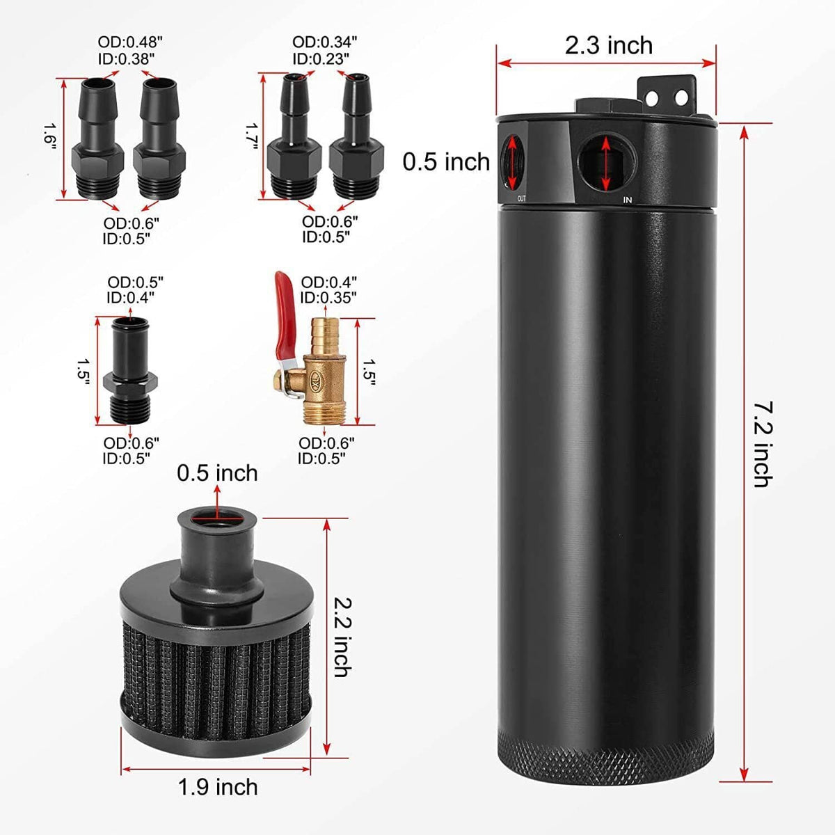 Bethesda Industrial 750ML Oil Catch Can Kit Oil Separator Large Baffled Reservoir Tank Universal New