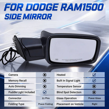 Bethesda Industrial Pair For 2013-2019 Ram 1500 Side Mirror Chrome Power Fold Heated Temper Sensor