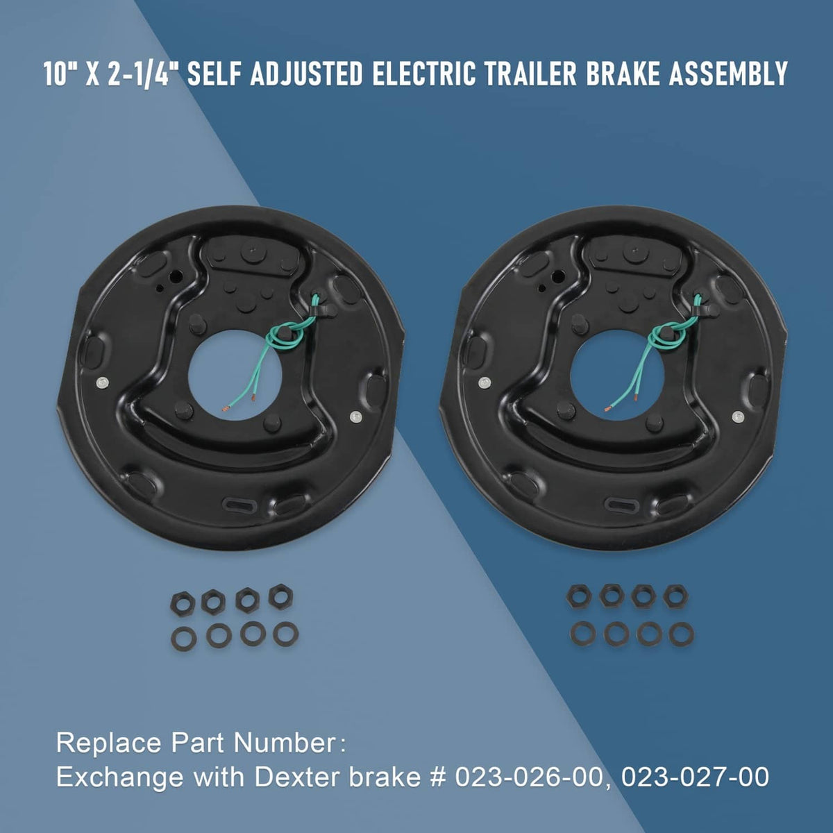 Bethesda Industrial 2 Pairs 3500 lbs Electric Trailer Brake 10"x2-1/4" Self-Adjusting Assembly