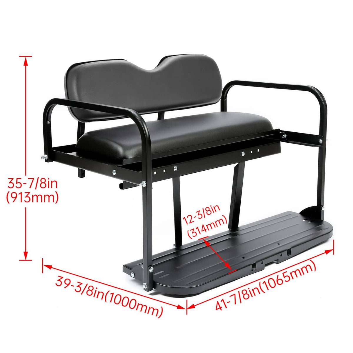 Bethesda Industrial Golf Cart Flip Folding Rear Back Seat Kit Black For EZGO Marathon Pre-1994