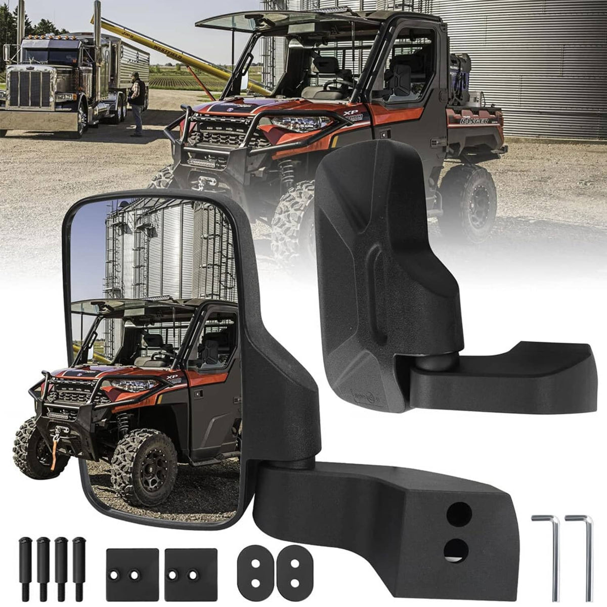 Bethesda Industrial Pair UTV Side View Mirrors Door Mounted for Polaris Ranger 1000 Crew XP SP 570