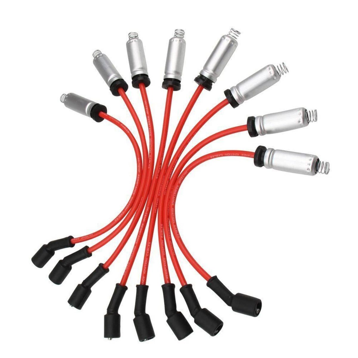 Bethesda Industrial 8 Set Round Ignition Coil and Spark Plug Wire For Chevy Silverado 1500 2500 GMC