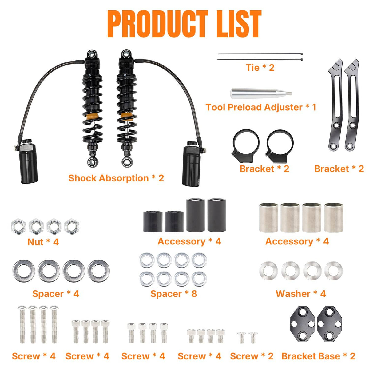 Bethesda Industrial Remote Reservoir Suspension Shocks For Harley Touring Road King/Glide  2014-2025
