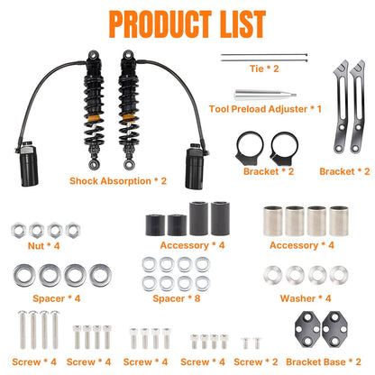 Bethesda Industrial Remote Reservoir Suspension Shocks For Harley Touring Road King/Glide  2014-2025