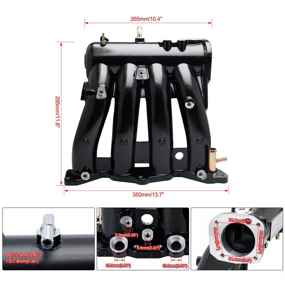 Bethesda Industrial D-Series Intake Manifold +70mm Throttle Body For Honda Civic CRX DEL SOL D15 D16