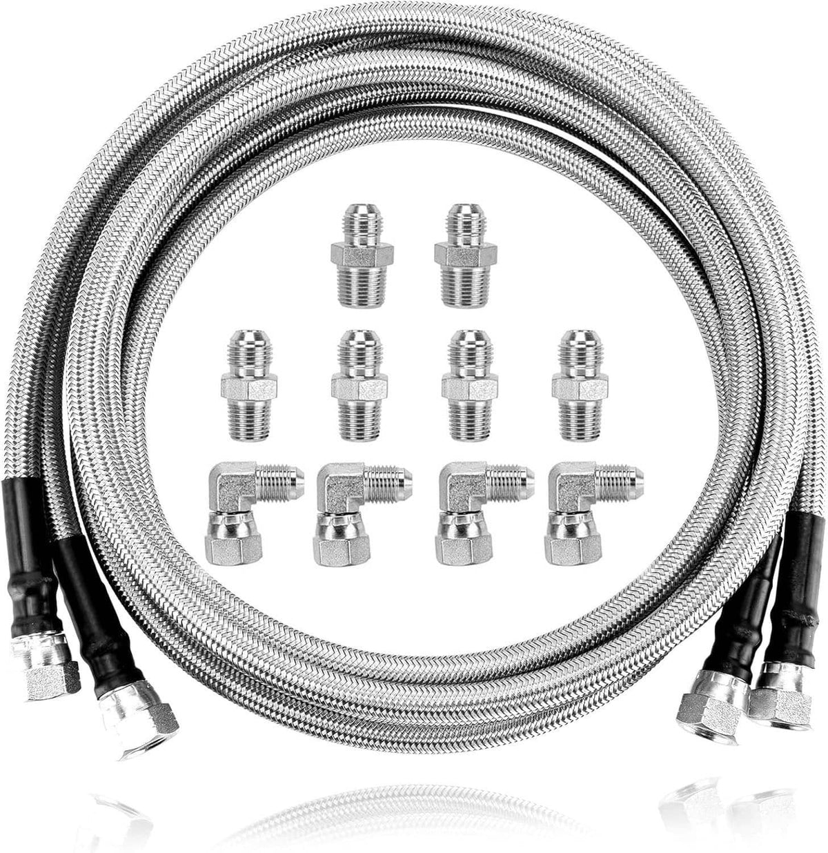 Bethesda Industrial SS Braided Transmission Cool Hoses Lines Kit For Chevy Ford TH350 700R4 TH400