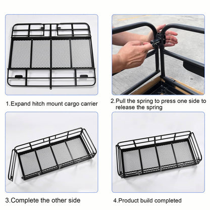 Bethesda Industrial 500lbs Car SUV Folding Rack Cargo Basket Trailer Hitch Mount Luggage Carrier New