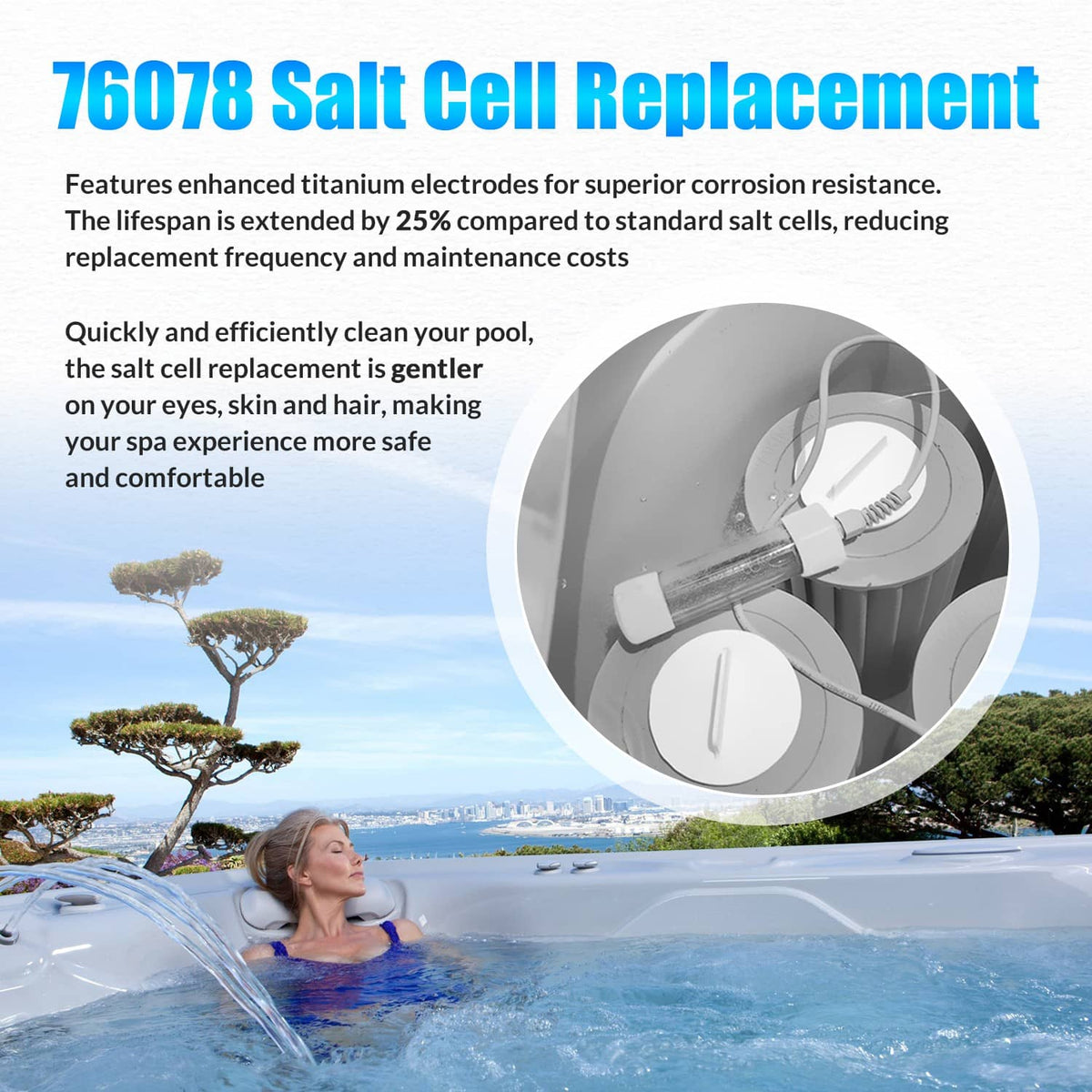 Bethesda Industrial 76078 Salt Cell Replacement for ACE Hot Tubs fit for Hot Spring/Limelight