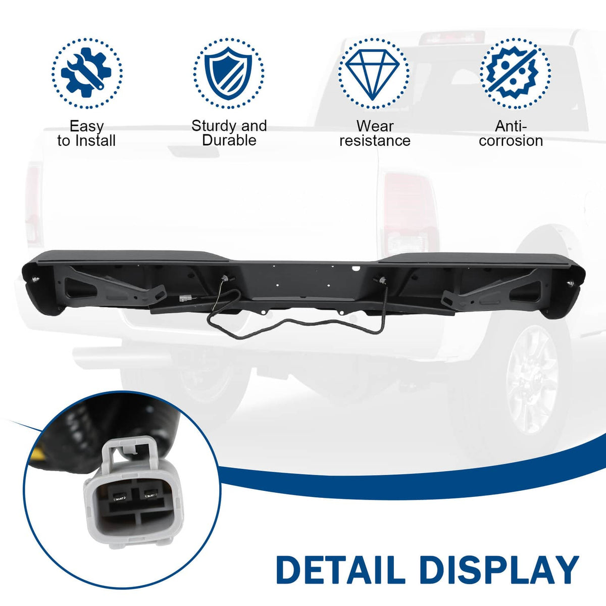 Bethesda Industrial REAR STEP BUMPER ASSEMBLY STEEL WITH PADS FOR 1997-2004 DODGE DAKOTA BLACK
