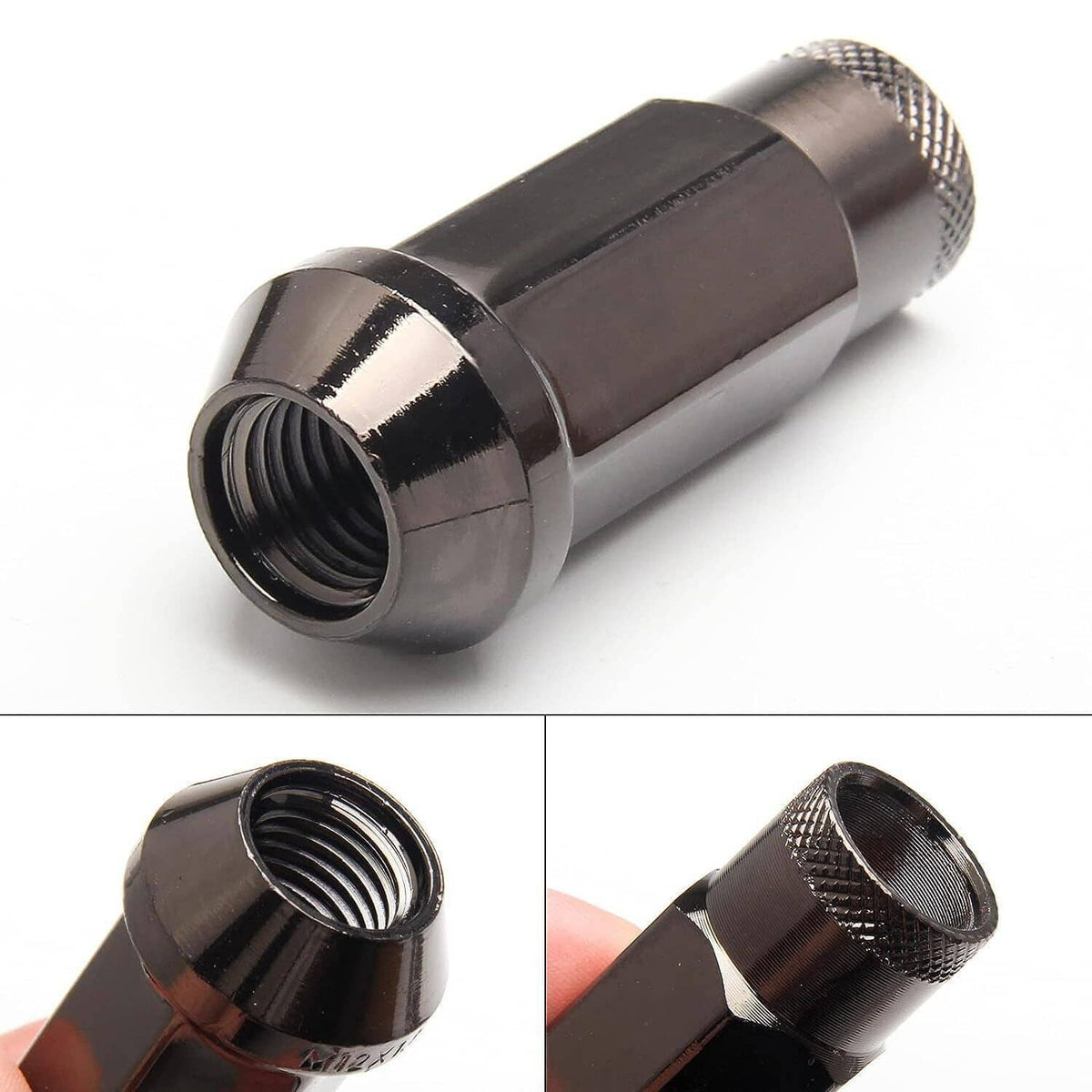 Bethesda Industrial Black 20Pcs M12x1.5mm Extended Steel Open Ended wheel Lug Nuts For Toyota Honda