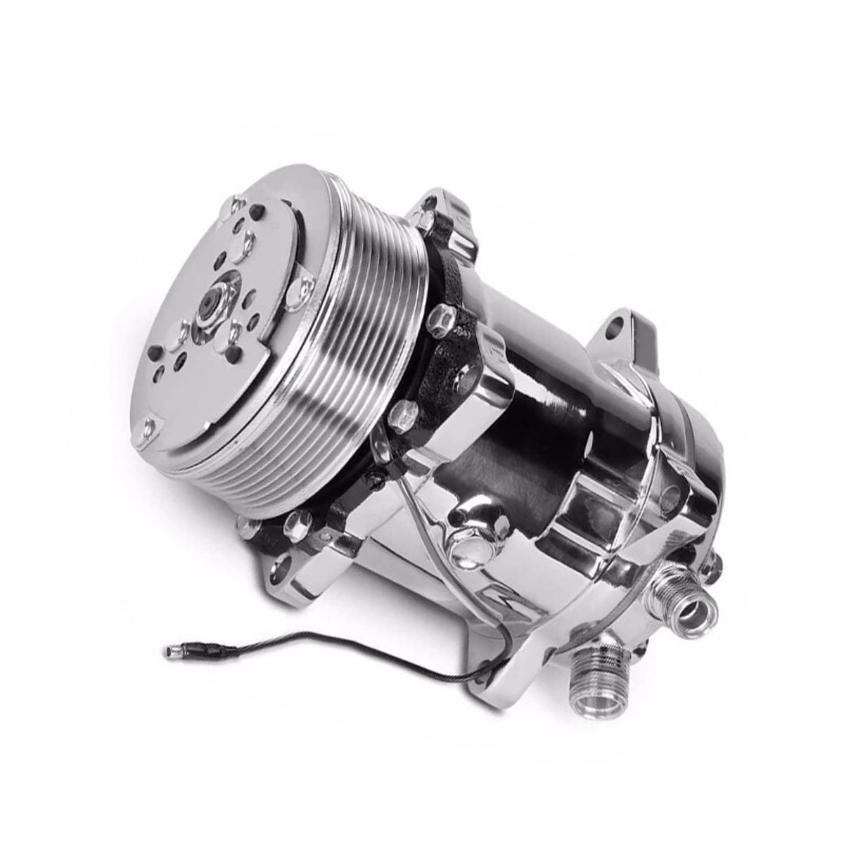 Bethesda Industrial AC Compressor w/ Clutch for Sanden 508 Style 8-Groove Serpentine Belt Aluminum
