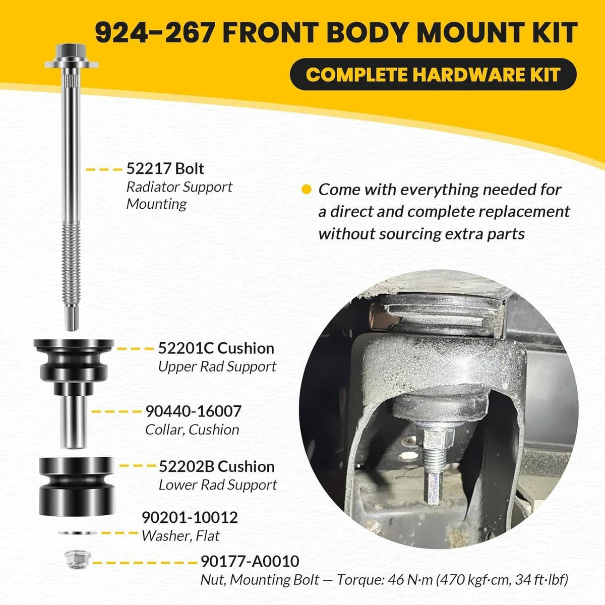 Bethesda Industrial 924-267 Front Body Mount for Toyota Tacoma 2005-2021 Body Position #1
