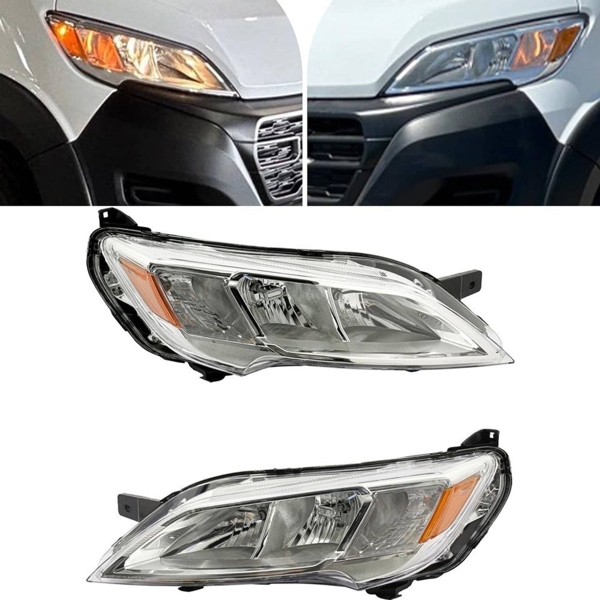 Bethesda Industrial Pair Left+Right Halogen Headlights For 2023-2026 Dodge Ram Promaster 1500 2500