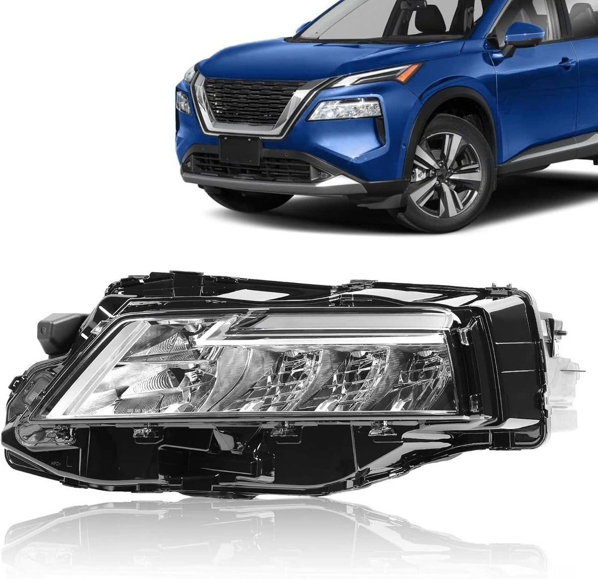 Bethesda Industrial New For 2021-2023 Nissan Rogue Chrome LED Headlights Headlamps Pair Left+Right