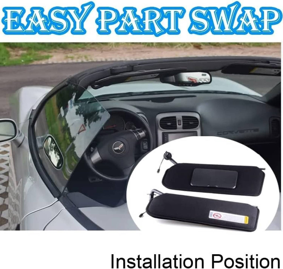 Bethesda Industrial New Updated Sun Visors Sun Shades W/Bright LED Light Set For 1997-04 Corvette C5