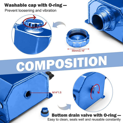 Bethesda Industrial Universal 2L Aluminum Coolant Radiator Overflow Recovery Water Tank Bottle New