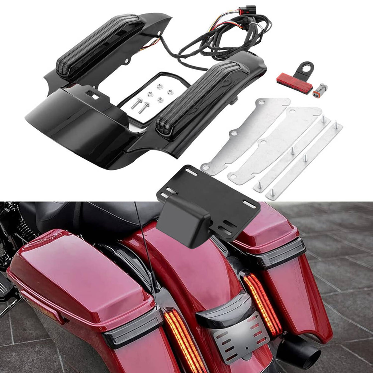 Bethesda Industrial ABS Rear Fender Fascia LED Running Light For Harley Electra Road Glide FLH 2014+