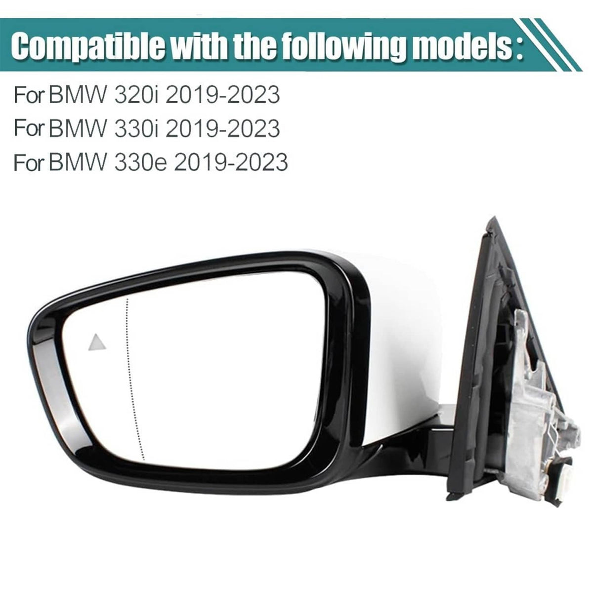 Bethesda Industrial Left Driver Side Mirror w/Blind Spot White For 2019-2023 BMW 320i 330i 330e