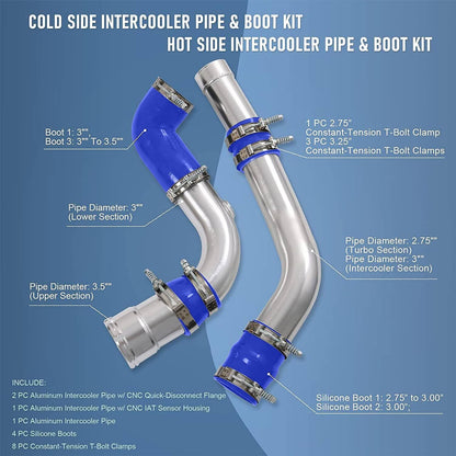 Bethesda Industrial Cold & Hot Side Intercooler Pipe Boot Set For 11-16 Ford Powerstroke 6.7L Diesel